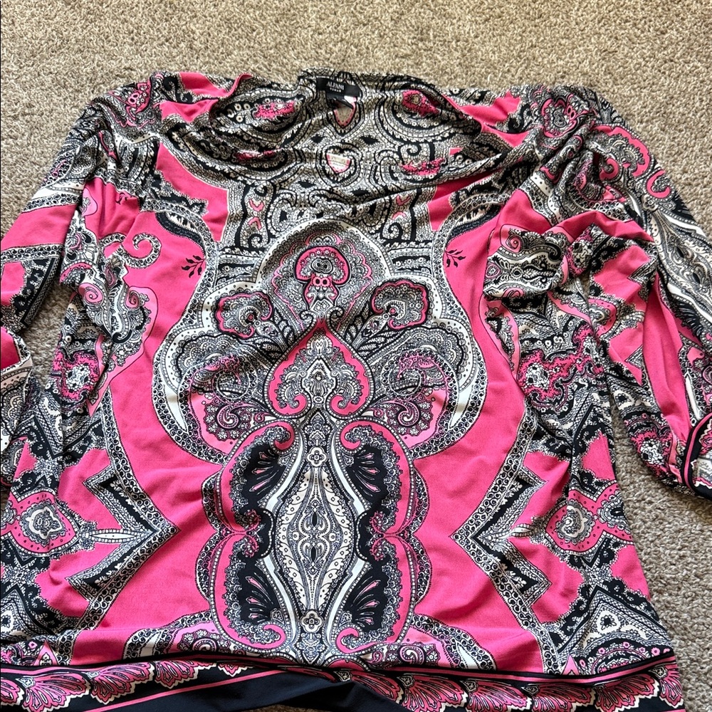Alfani Pink and Black Paisley Blouse
